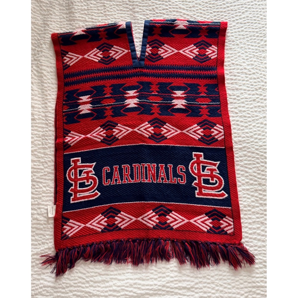 Forever Collectibles St Louis Cardinals Knit Poncho Red Navy Blue Fringe OS